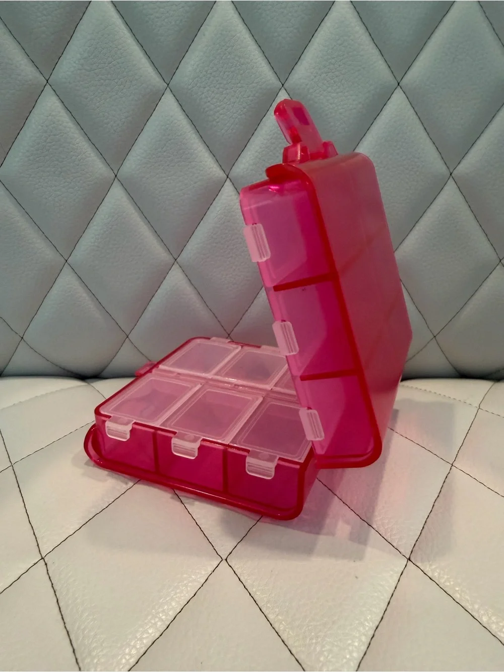 Pink 8-Compartment Pill & Small Parts Organizer